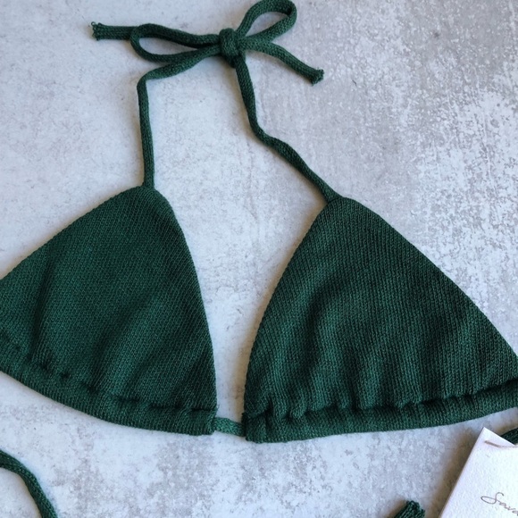 Savannah Morrow Triangle Knit Top Emerald Green NWT - Picture 3 of 9